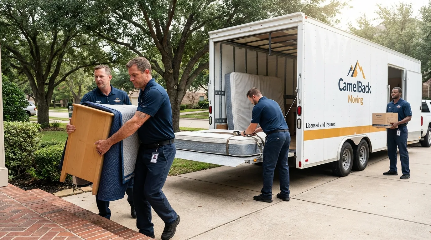 Crew loading residential truck for cross-state move from Coalfield, TN