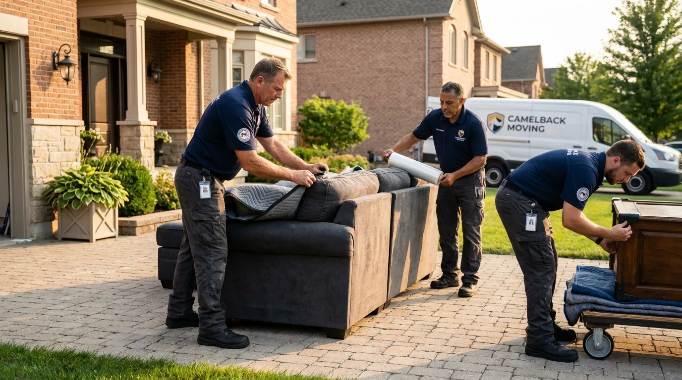 Large estate moving crew wrapping furniture in Coalfield, TN